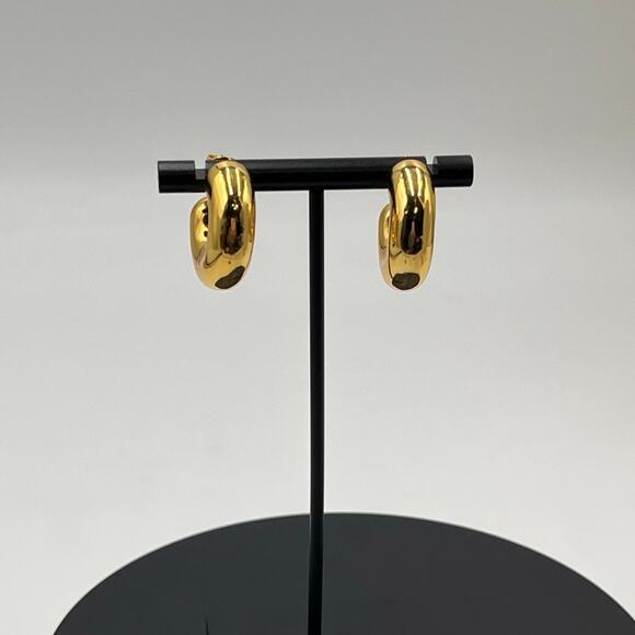 Jenny Bird Chunky Gold Plated Tome Large High Polish Hoop Earrings - Picture 2 of 7